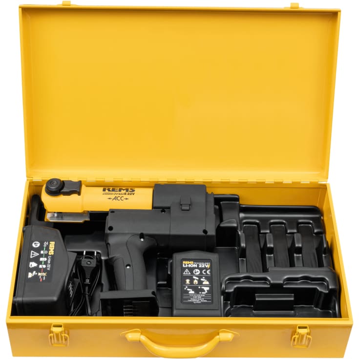 REMS Akku-Press E 22V ACC Basic-Pack i stålkasse, 1x21,6 V/2,5Ah