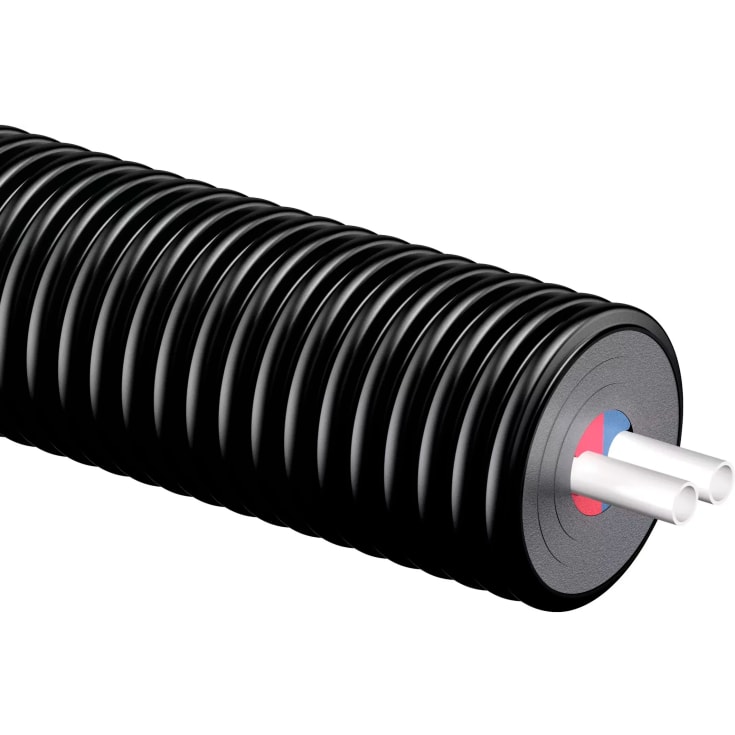 15 meter Uponor Ecoflex Thermo Twin præisoleret pex rør, 2x25 mm