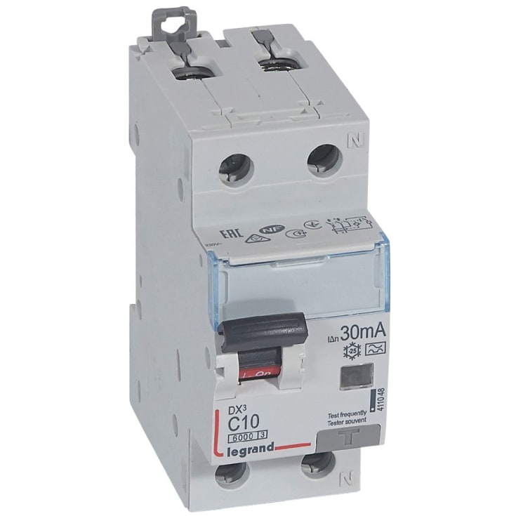 DX3 RCBO kombiafbryder C10 1P+N 30mA type-A 2M 6/6kA