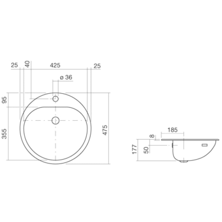 Laufen EW3 servant, 47,5x47,5 cm, hvit