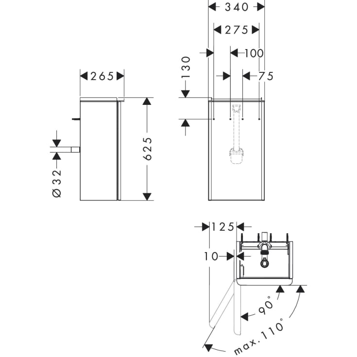 Hansgrohe Xelu Q underskab 34x24,5 cm, venstre, eg