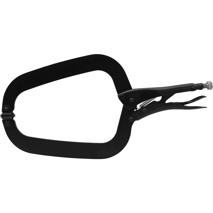 Svejsetang D72 lang C-klemme med runde tryksko, 410 mm/16"