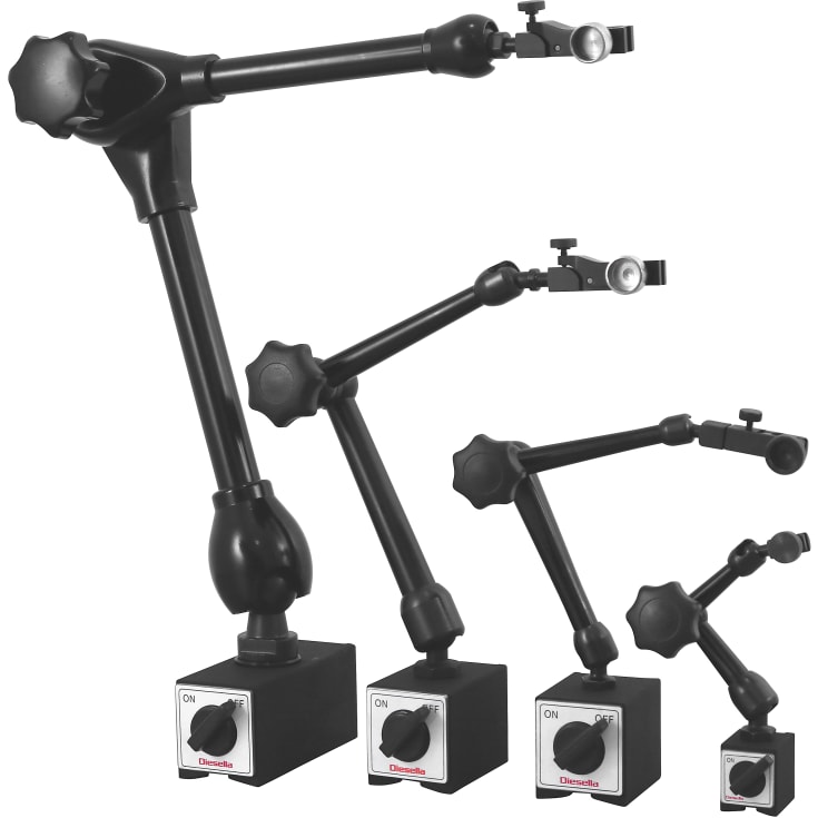 Magnet målestativ 30 kg, Mekanisk L= 155 mm, On/off magnet