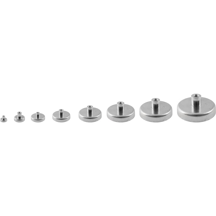 Ferrittpotmagnet Ø63 x 14 mm, M8 gjenget foring
