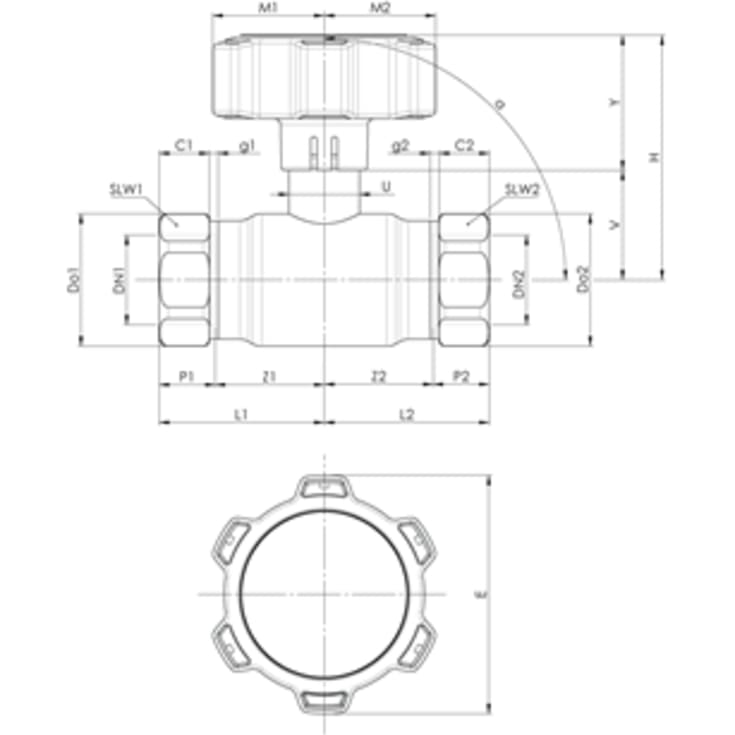 BROEN Full Flow Forzinket, G1xG1, DN25, Lav, Gear