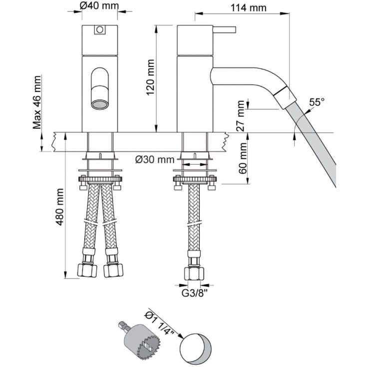 Vola HV1 håndvaskarmatur, sort