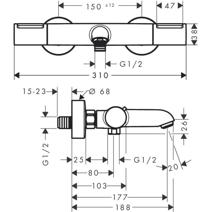Hansgrohe Ecostat Element blandebatteri, matt sort