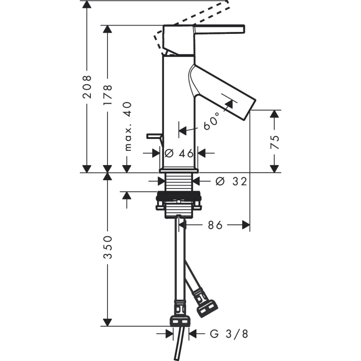Axor Starck 80 håndvaskarmatur, krom