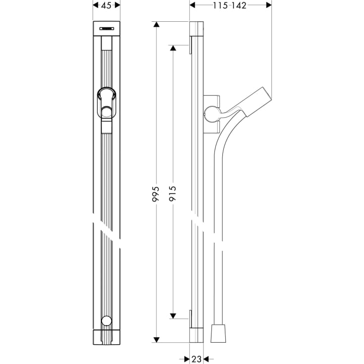 Hansgrohe Raindance Unica'S bruserstang 90 cm k