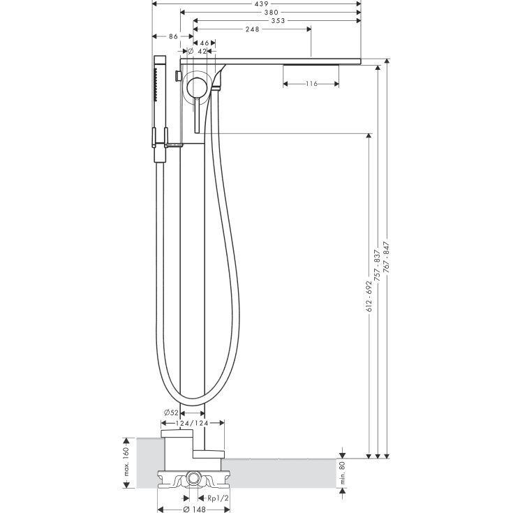 Axor Massaud kararmatur med brusesæt, krom