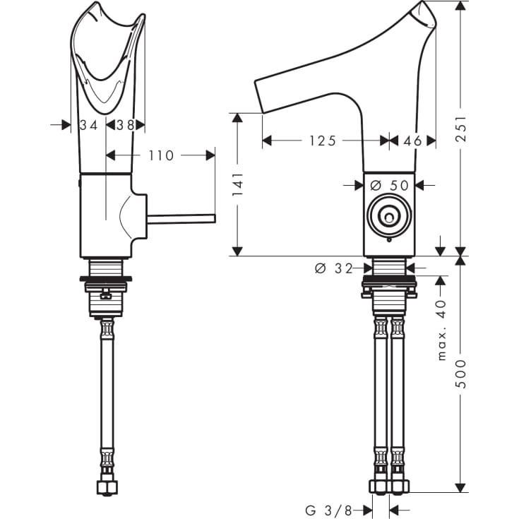 Axor Starck V 140 tvättställsblandare, krom