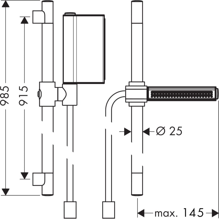 Axor One Dusjsett, 900 mm, med 2 stråletyper, krom