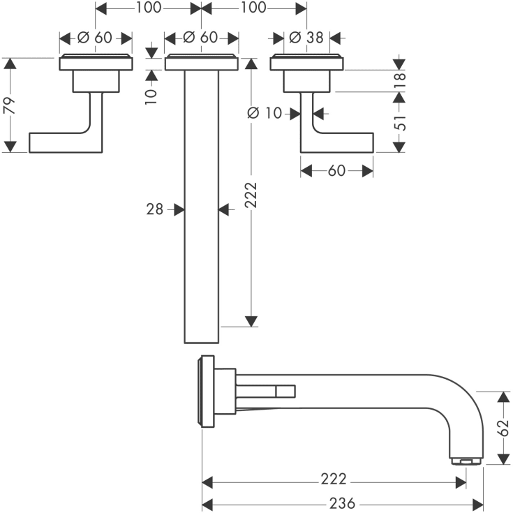 Axor Citterio håndvaskarmatur, krom