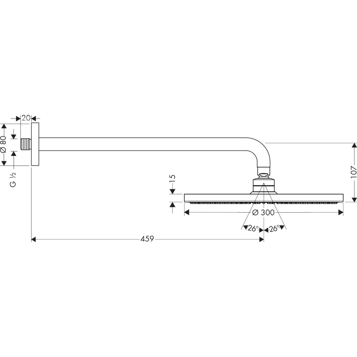 Hansgrohe Raindance S takdusch, Ø30 cm, krom