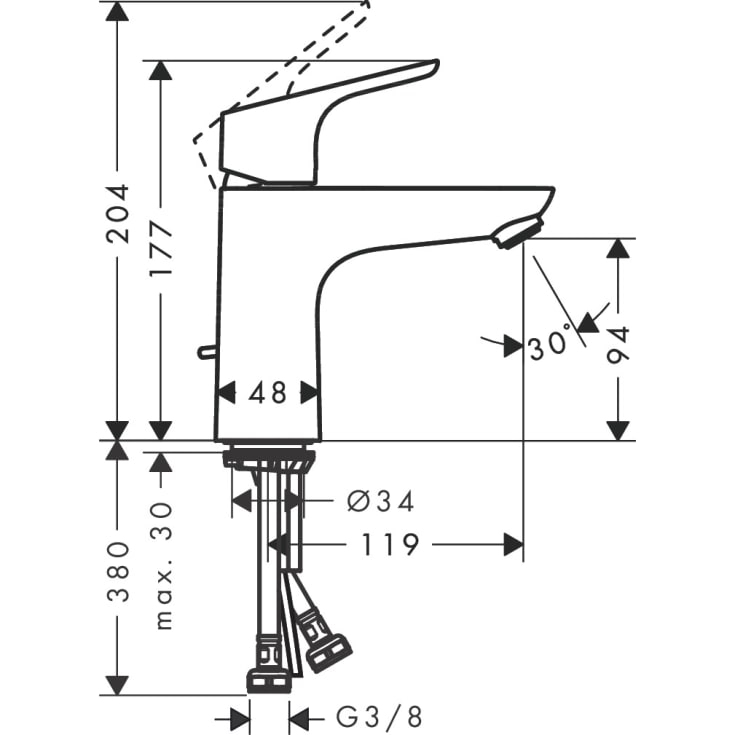 Hansgrohe Focus 100 servantbatteri, krom