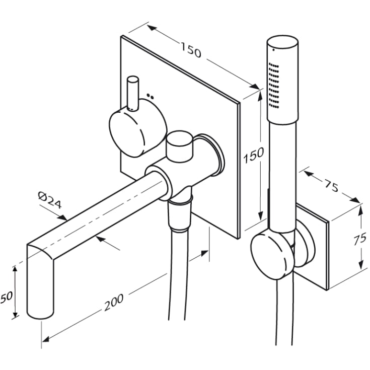 Børma A6 kararmatur med brusesæt, krom
