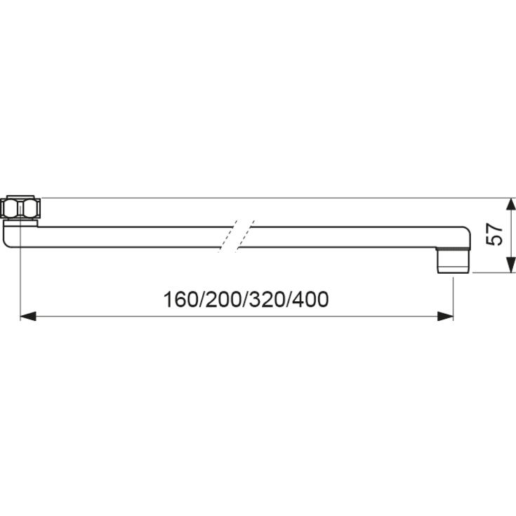 Børma Ceraflex pip, 200 mm, krom