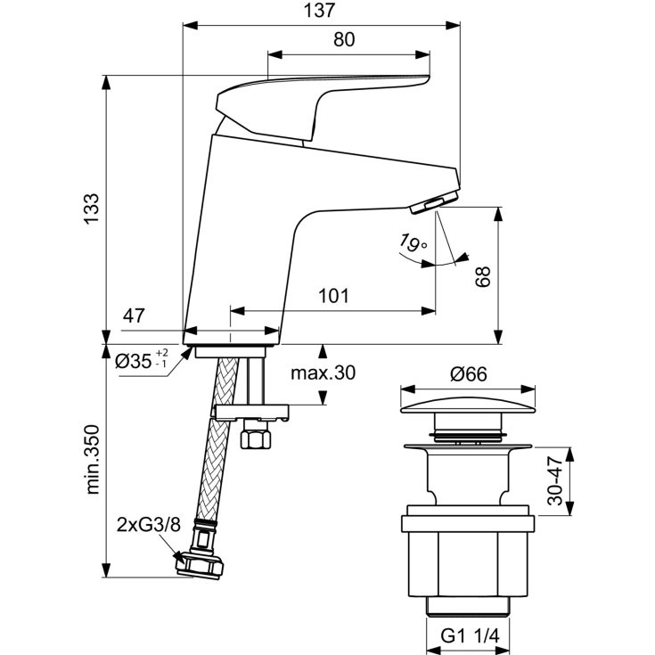 Ideal Standard Ceraflex håndvaskarmatur, krom