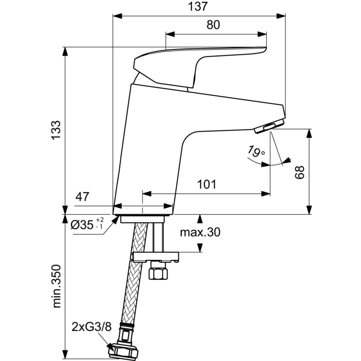 Ideal Standard Ceraflex håndvaskarmatur, krom
