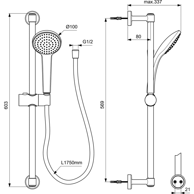 Ideal Standard Idealrain M1 duschset, matt svart