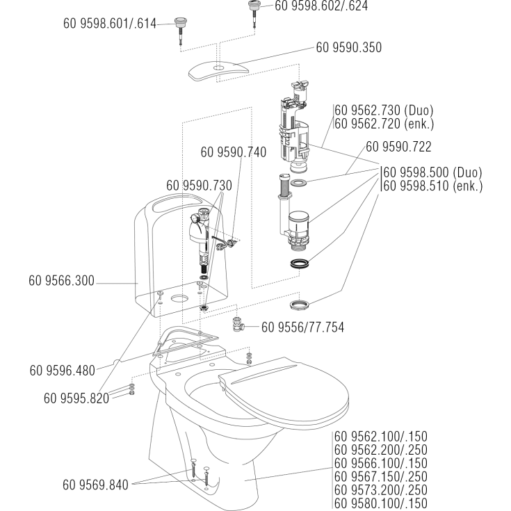 Gustavsberg T2 trykknap t/enkelt skyl, krom