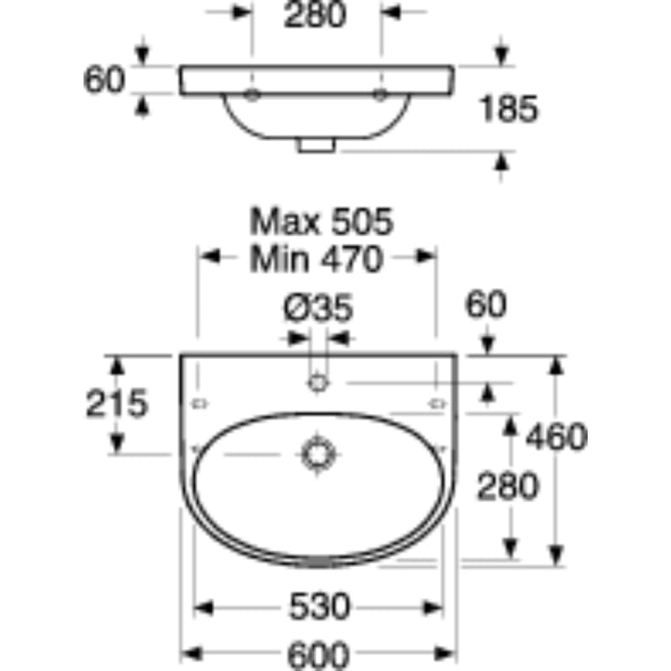 Gustavsberg Nautic 5560 håndvask, 60x46 cm, hvid
