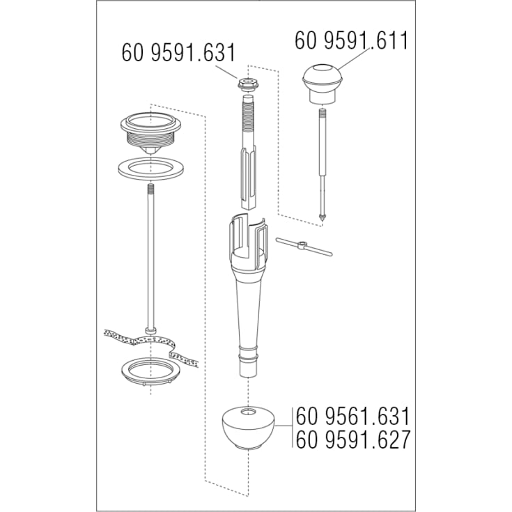 Gustavsberg NP20 komplet bundventil til skyllecisterne