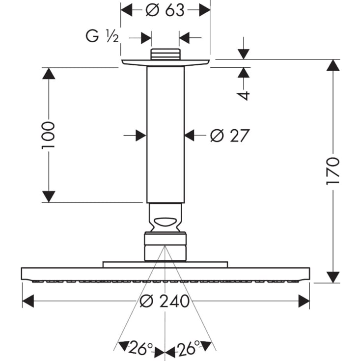 Hansgrohe Raindance S brusehoved, Ø24 cm, krom