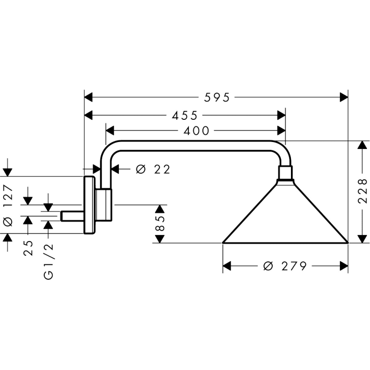 Axor Front brusehoved, Ø28 cm, krom