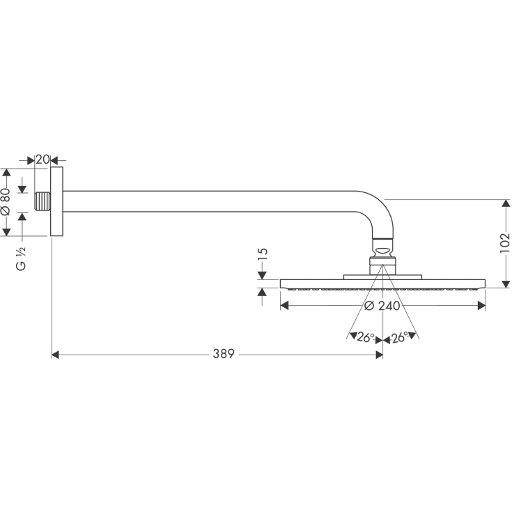 Hansgrohe Raindance S takdusch, Ø24 cm, vattenbesparande, krom