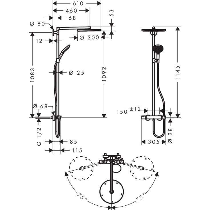 Hansgrohe Raindance S Showerpipe 300 duschset, krom
