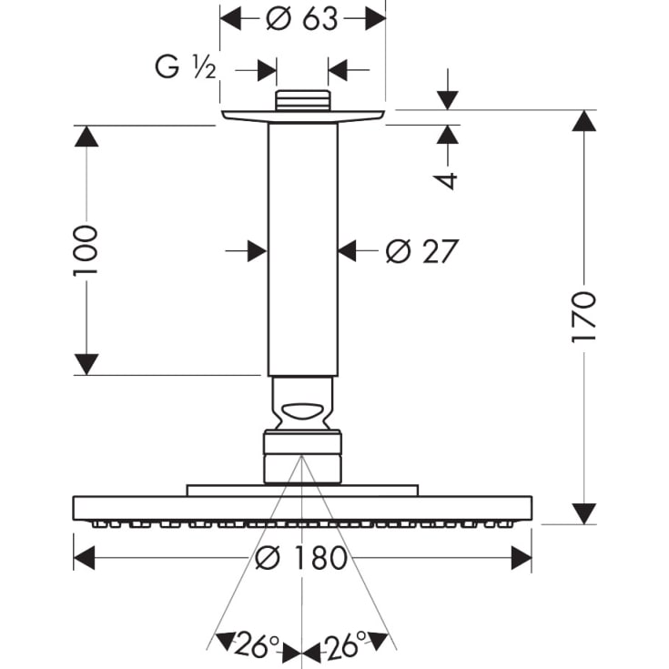 Hansgrohe Raindance S brusehoved, Ø18 cm, krom