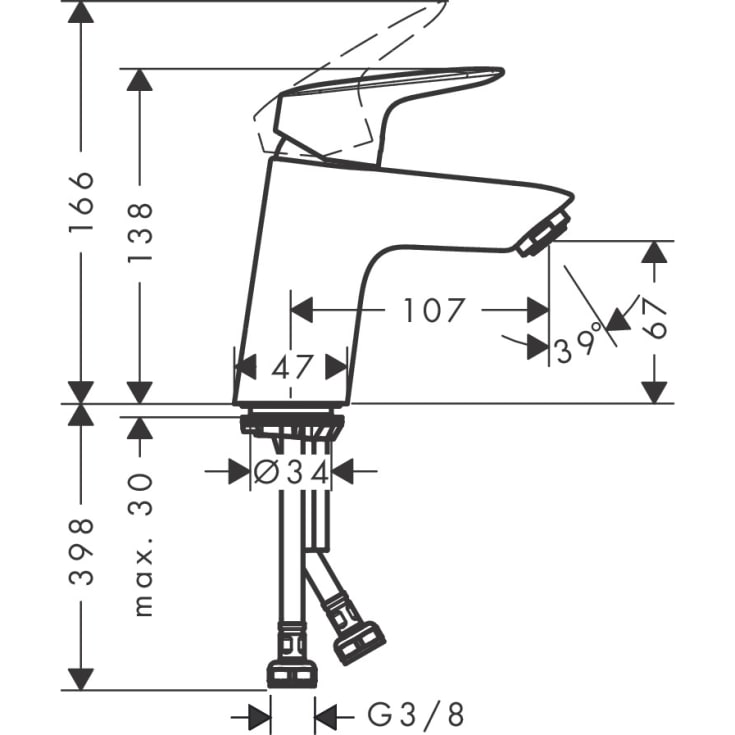 Hansgrohe Logis 70 tvättställsblandare, krom
