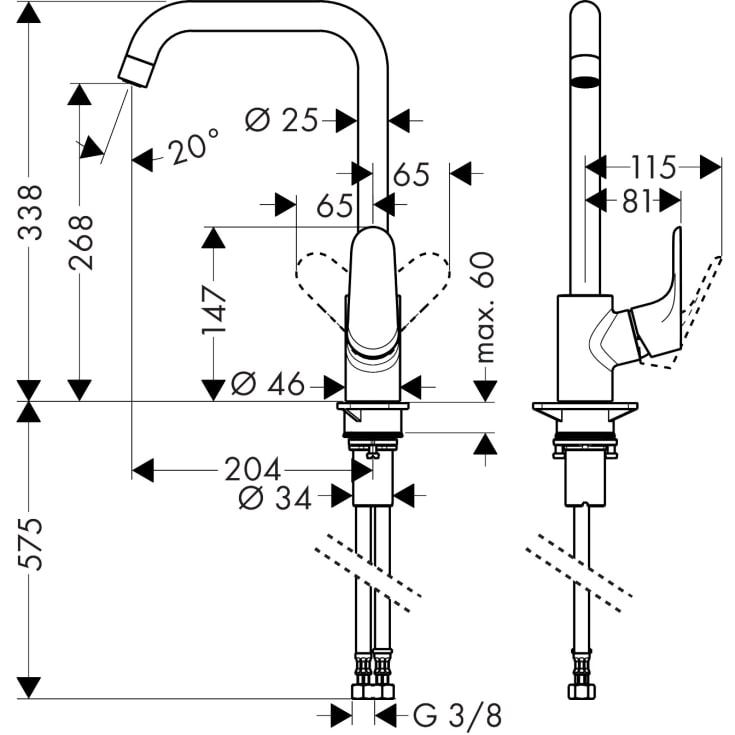 Hansgrohe Focus kjøkkenarmatur, krom