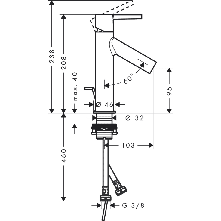Axor Starck 100 håndvaskarmatur, krom