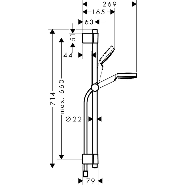 Hansgrohe crometta Vario brusesæt 72 cm, krom/hvid