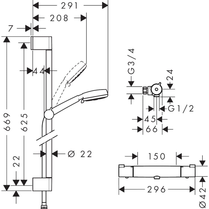 Hansgrohe Crometta brusesæt, krom