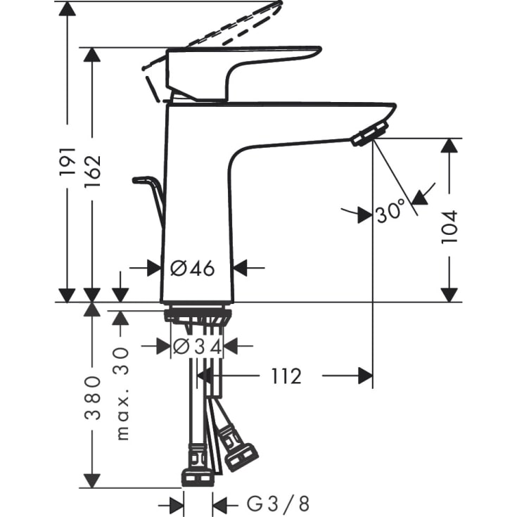 Hansgrohe Talis E 110 tvättställsblandare, krom