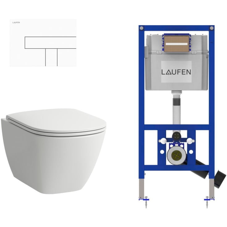 Laufen Lua væghængt toiletpakke, uden skyllekant, hvid/hvid