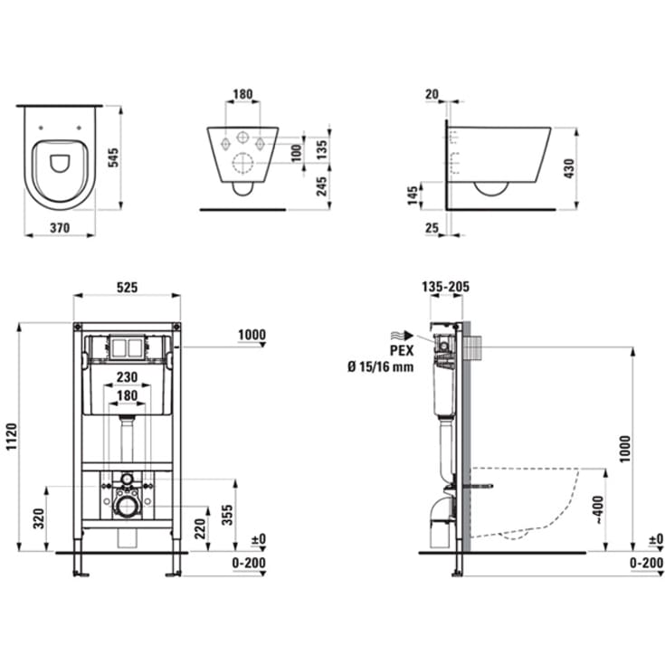 Kartell Laufen væghængt toilet-pakke, uden skyllekant, hvid/hvid