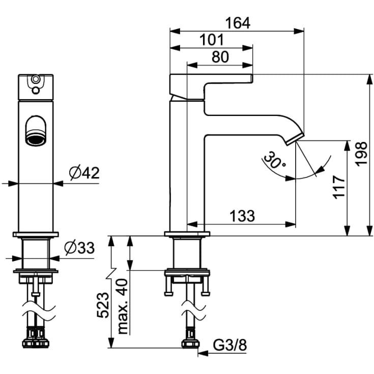 Oras Optima Style håndvaskarmatur, mat sort