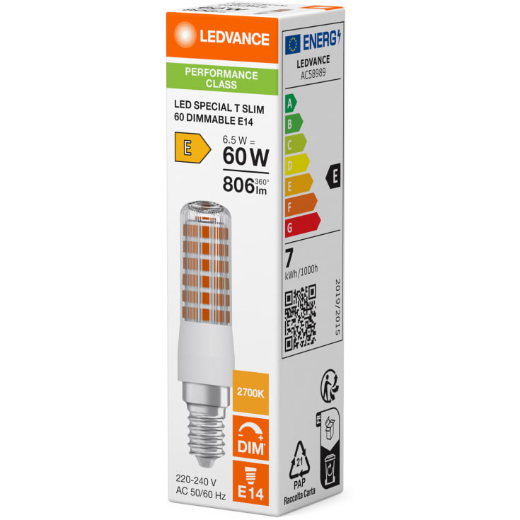 Ledvance E14 rörlampa, 2700K, 7W