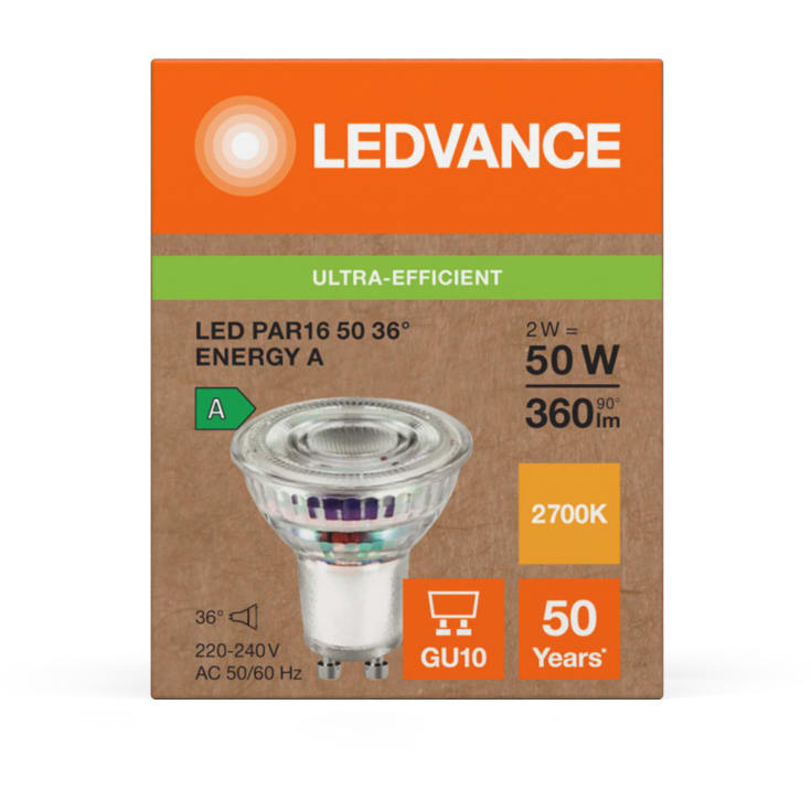 Ledvance Ultra Efficient GU10 spotpære, 3000K, 2W