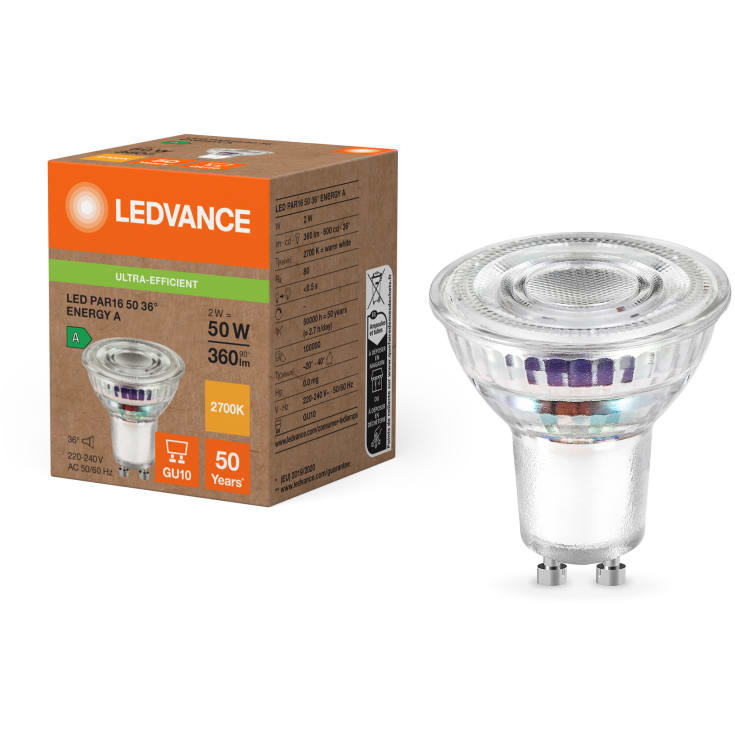 Ledvance Ultra Efficient GU10 spotpære, 3000K, 2W