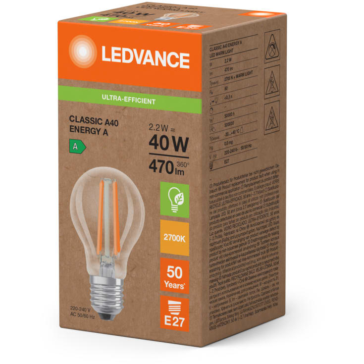 Ledvance LED standardtråd 470lm 2,2W/827 (40W) E27 (A)