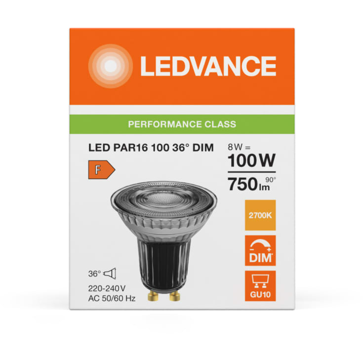 Ledvance GU10 spotlampa, 2700K, 8W