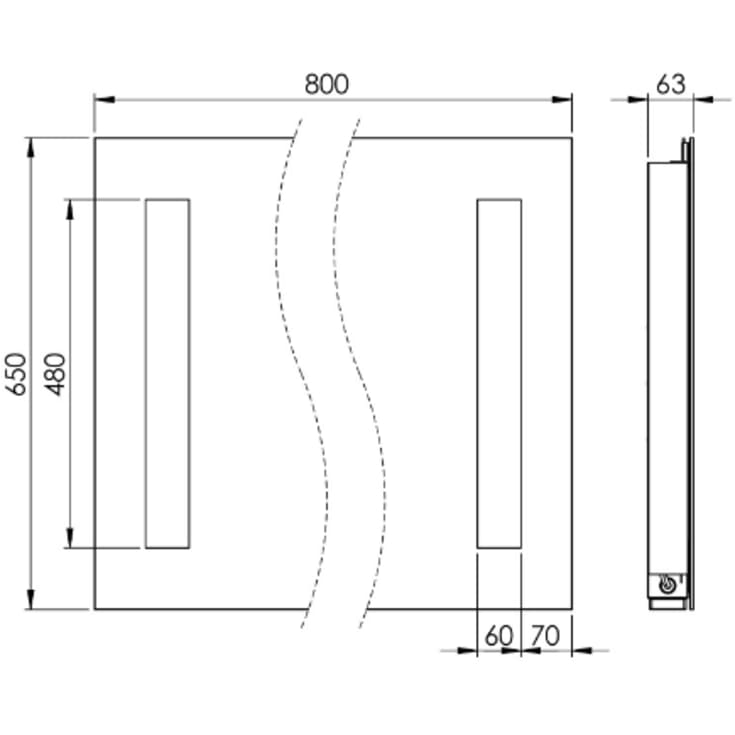 Loevschall Godhavn spejl med lys, 80x65 cm