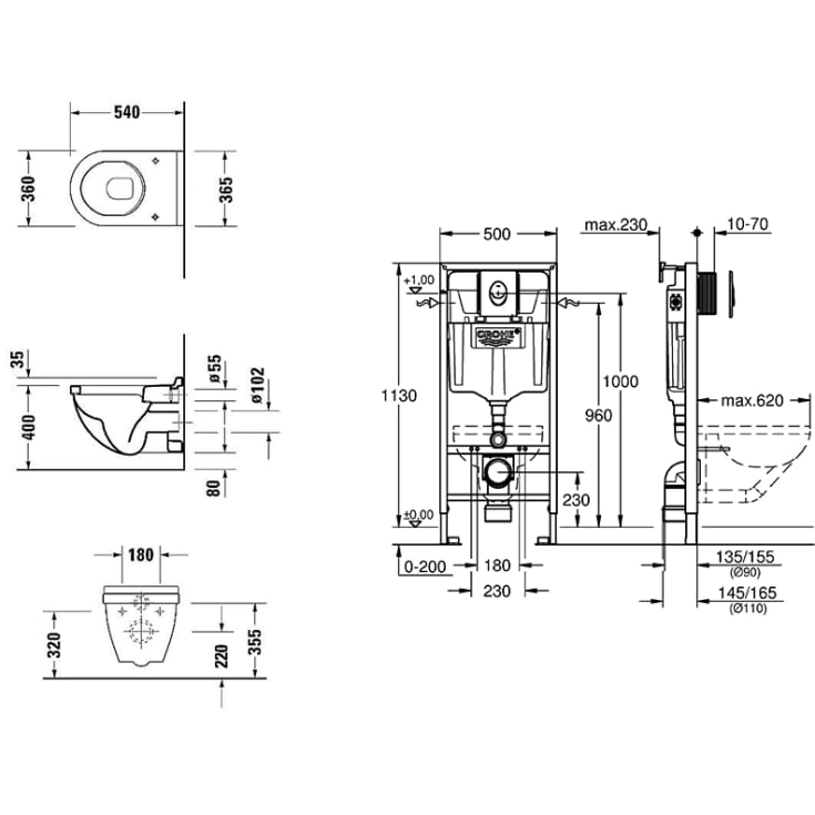 Duravit Starck 3 vegghengt toalett, hvit