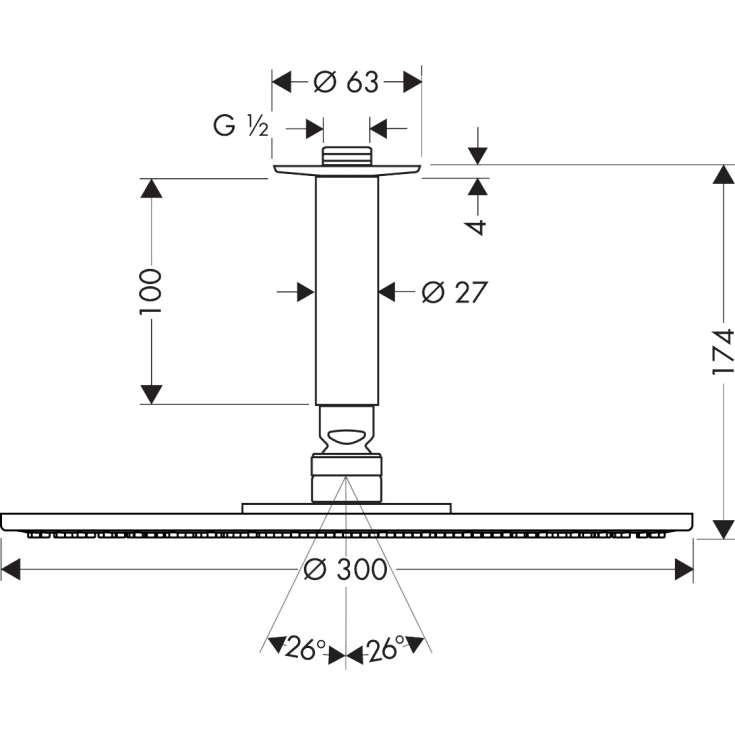 Hansgrohe Raindance S brusehoved, Ø30 cm, krom