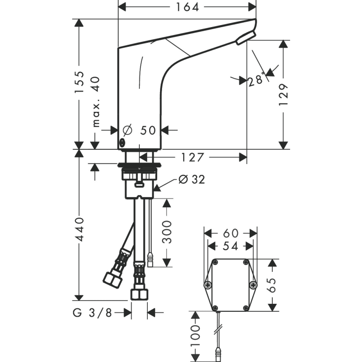 Hansgrohe Focus håndvaskarmatur, berøringsfri, krom